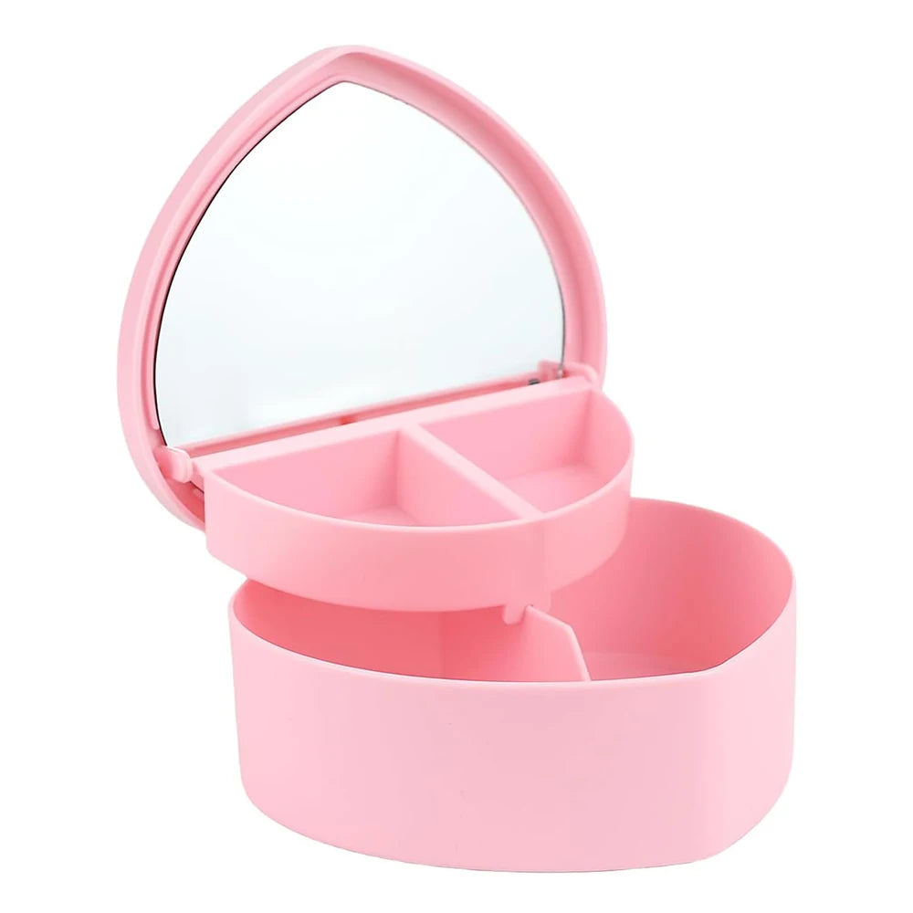 Pink Hair Accessories Box with Mirror – Jewelry & Hair Clip Organizer for Girls