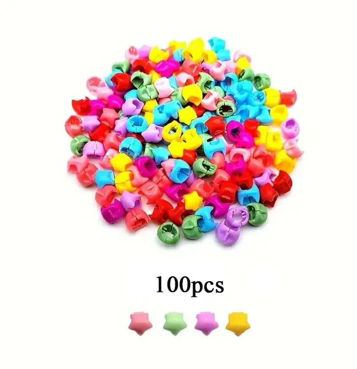 100Pcs Colorful Hair Clips for Girls – Cute Flower & Star Hair Claws Set