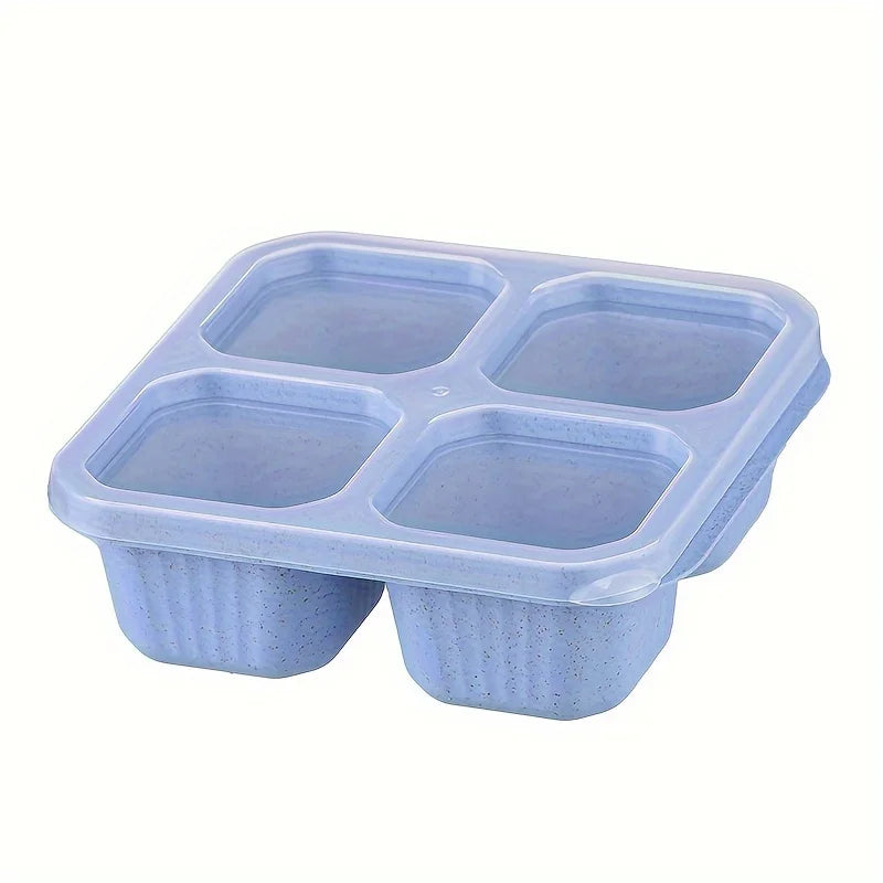 Premium Wheat Straw Bento Box – 4-Compartment Lunch Container with Clear Lid