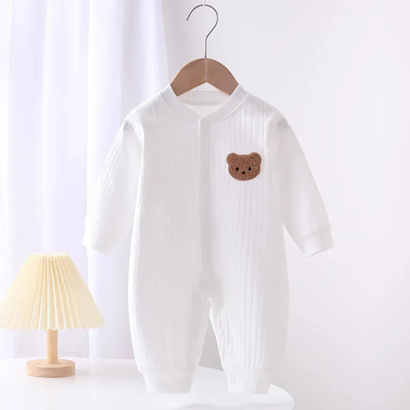 Baby Cotton Long Sleeve Romper – Soft V-Neck Outfit for All Seasons