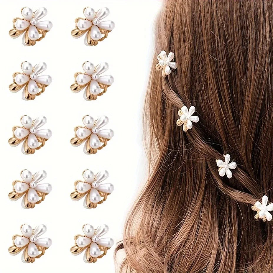 Flower Pearl Hair Claw Clips – Elegant Hair Accessories for Girls & Women