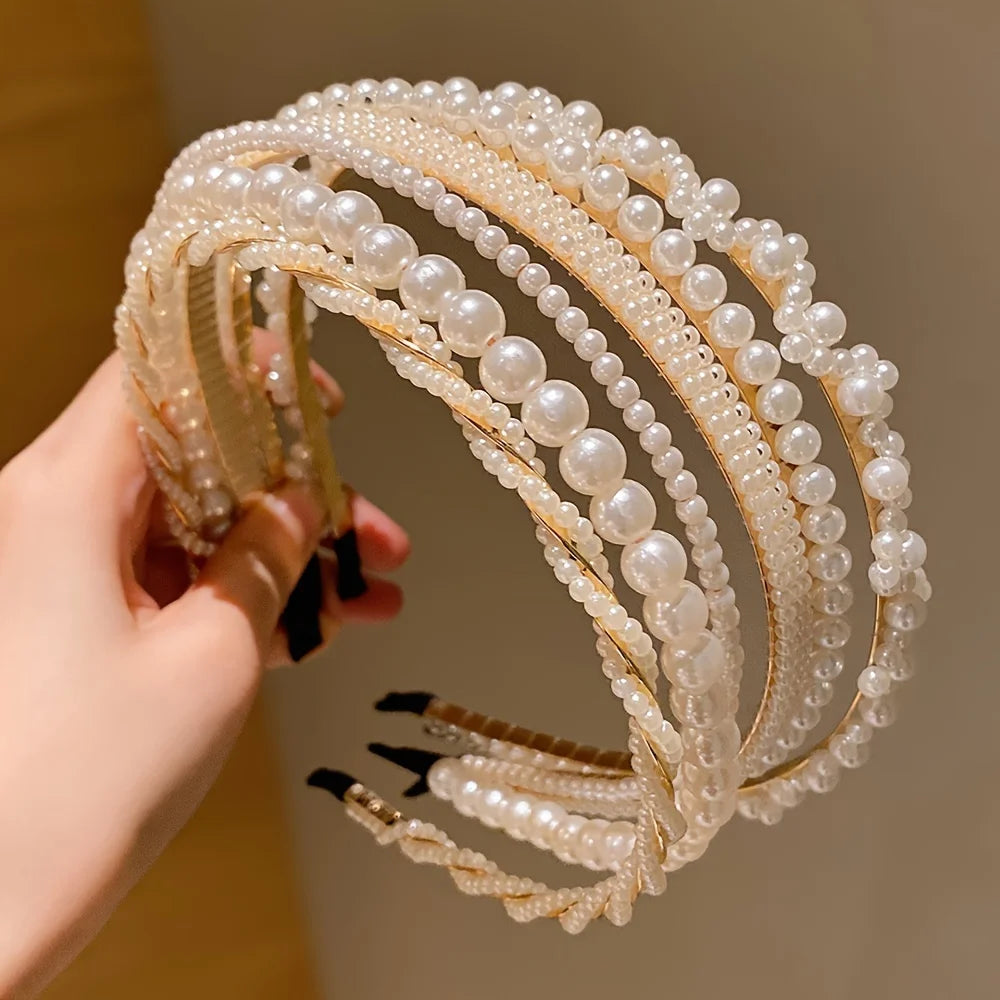 Girls Princess Hair Accessory Set – 5-Piece Imitation Pearl Hairbands & Hairpins