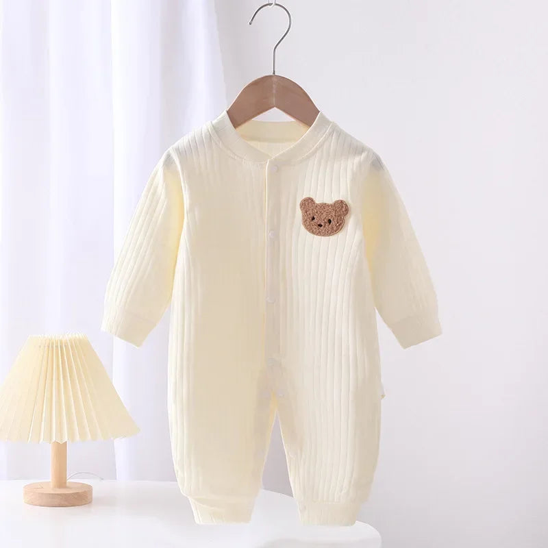 Baby Cotton Long Sleeve Romper – Soft V-Neck Outfit for All Seasons