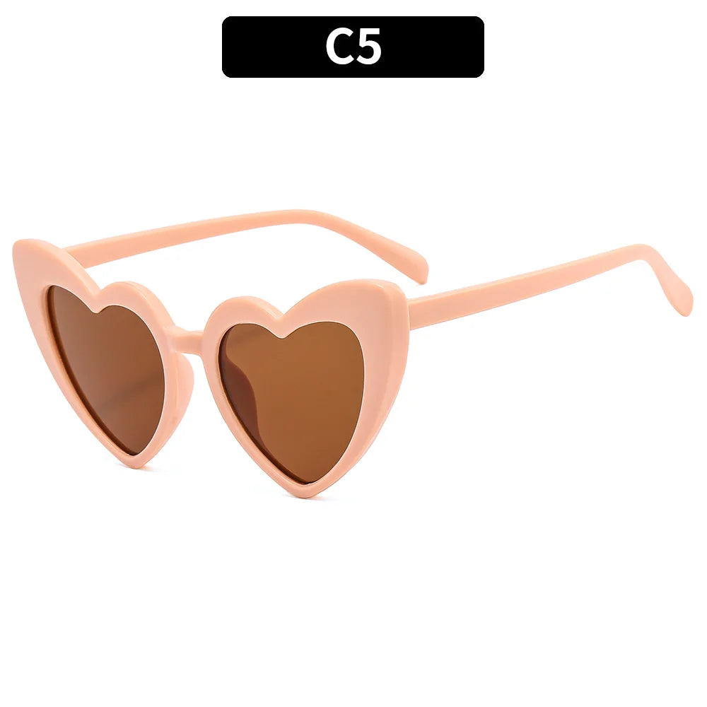 Kids Love Heart Shaped Sunglasses – Vintage UV400 Sun Glasses for Boys & Girls