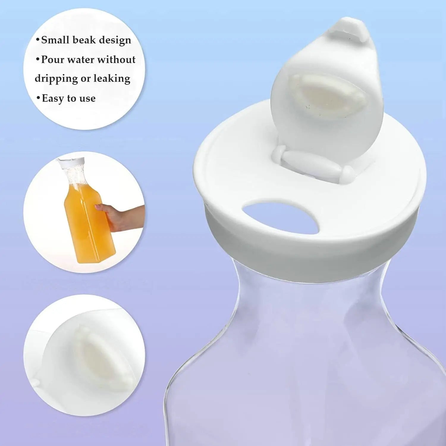 3-Piece 1.5L Plastic Water Carafe Set with Flip-Top Lids – Reusable Beverage Containers for Juice, Tea, Milk & More