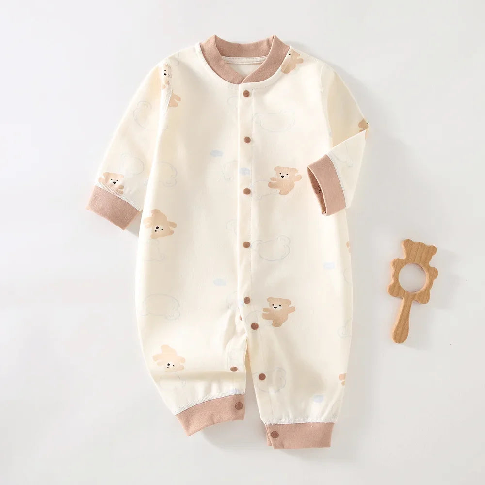 Baby Cotton Long Sleeve Romper – Soft V-Neck Outfit for All Seasons