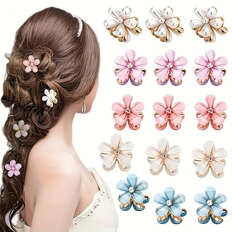 Flower Pearl Hair Claw Clips – Elegant Hair Accessories for Girls & Women