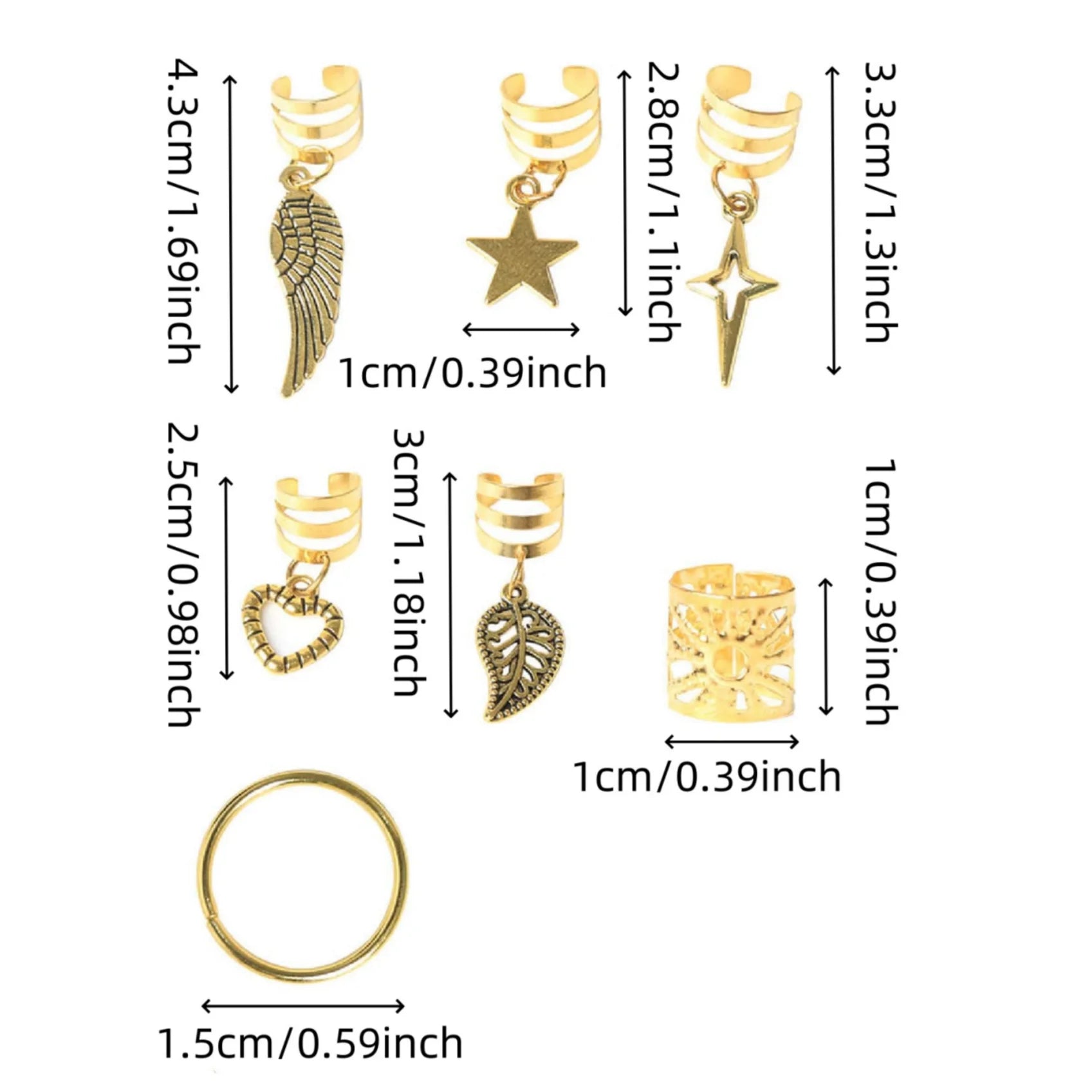 45PCS Alloy Braid Hair Rings – Hippie Boho Hair Jewelry for Braids, Dreadlocks & Locs